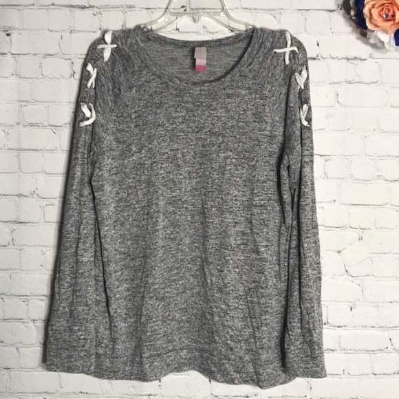 No Boundaries Sweaters - No Boundaries lace-up shoulders sweater